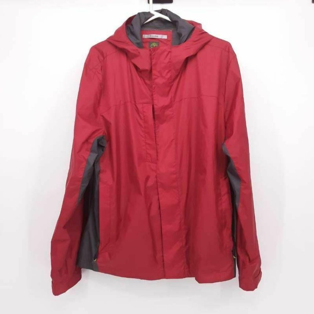 Timberland Mens Windbreaker Jacket Red Gray Zip Up